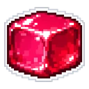 Raspberry Jelly Cube cursor: glossy raspberry red pixel art jelly cube with pink highlights and rounded corners