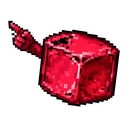 Raspberry Jelly Cube hover pointer: red pixel art jelly cube with a small blocky hand pointing up-left