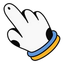 Husky Crewmate hover pointer: white paw with black spots and a blue and yellow cuff, pointing up-left