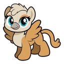 Gilda Griffon Cursors cursor: Gilda as a tan and cream cartoon griffon with teal eyes, grey beak and small wings
