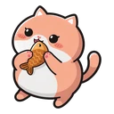 Peach Cat Taiyaki cursor: chubby peach and white kawaii cat with blushing cheeks holding a fish-shaped taiyaki cake