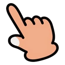 Peach Cat Taiyaki hover pointer: peach-coloured hand with a white thumb tip and black outline, pointing up-left