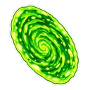 Rick and Morty Portal cursor: swirling neon-green portal, neon sticker style
