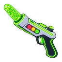 Rick and Morty Portal hover pointer: neon portal gun pointing up-left