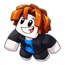 Roblox Bacon Hair cursor: chibi Bacon Hair avatar with a goofy grin, sticker style