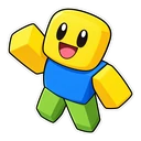 Roblox Noob cursor: chibi Noob with a yellow block head, sticker style
