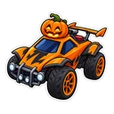 Rocket League Haunted Hallows cursor: the Octane car with a pumpkin topper, sticker style