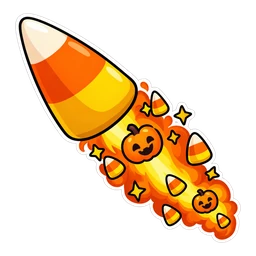 Rocket League Haunted Hallows hover pointer: a candy-corn boost pointing up-left