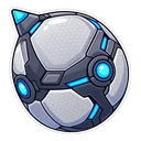 Rocket League Octane hover pointer: the giant match ball pointing up-left