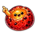 Rosy Berry Bun hover pointer: the same red berry bun raising a small golden dough arm with a finger pointing up