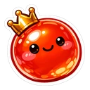 Royal Roe Buddy cursor: glossy round red-orange bead with a smiling face, rosy cheeks and a small gold crown