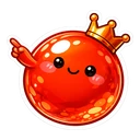 Royal Roe Buddy hover pointer: the same glossy red-orange crowned bead with a small arm pointing up-left