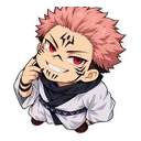 Ryomen Sukuna cursor: chibi Sukuna with his face markings, sticker style