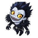 Ryuk cursor: chibi Ryuk with his wide grin, sticker style