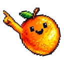 Saffron Mango Pixel hover pointer: the same smiling orange pixel art mango lifting a small arm to point up-left