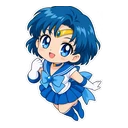 Sailor Mercury cursor: chibi Sailor Mercury in blue, sticker style