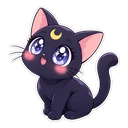 Sailor Moon Luna cursor: Luna the black cat with a crescent on her forehead, sticker style