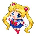 Sailor Moon cursor: chibi Usagi with her odango buns, sticker style