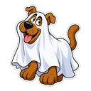 Scooby-Doo Halloween cursor: Scooby under a ghost sheet, sticker style