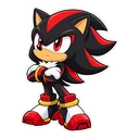 Shadow the Hedgehog cursor: chibi Shadow with arms crossed, sticker style