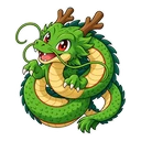 Shenron cursor: a coiled chibi Shenron, the green dragon, sticker style