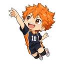 Shoyo Hinata cursor: chibi Hinata mid-jump, sticker style