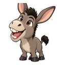 Shrek Donkey cursor: chibi Donkey mid-chatter, sticker style