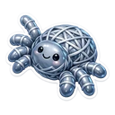 Silver Web Sprite cursor: glossy 3D silver spider with a smiling face and a body wound from web strands