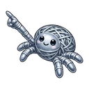 Silver Web Sprite hover pointer: the same smiling silver spider raising one jointed front leg to point up-left