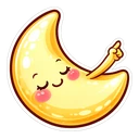 Sleepy Crescent Moon hover pointer: sleepy yellow crescent moon raising a small arm that points up-right