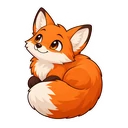 Sleepy Fox cursor: curled orange fox, sticker style