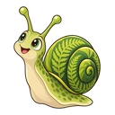 Snail Fern cursor: garden snail, sticker style