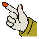 Snufkin Fishing Rod hover pointer: cream hand with an orange-tipped finger pointing up-left, olive green cuff