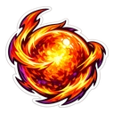 Solar Flare Sprite cursor: glowing orange fireball wrapped in swirling yellow and red flames with purple edges