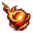 Solar Flare Sprite hover pointer: swirling orange fireball with a flame-shaped hand pointing up-left