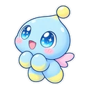 Sonic Chao cursor: baby blue Chao, kawaii chibi sticker style