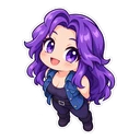 Stardew Abigail cursor: chibi Abigail with purple hair, sticker style