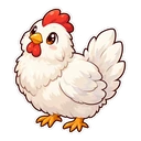 Stardew Chicken cursor: fluffy white farm chicken, sticker style