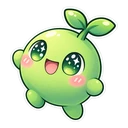 Stardew Junimo cursor: green Junimo, kawaii chibi sticker style