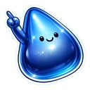 Steel Sheen Sprite hover pointer: glossy steel blue blob with a smiling face raising one arm to point upwards