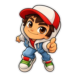 Subway Surfers Jake cursor: chibi Jake in his cap, sticker style