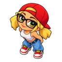 Subway Surfers Tricky cursor: chibi Tricky in her red cap, sticker style