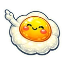 Sunny Side Buddy hover pointer: the same smiling fried egg raising a small egg-white arm to point up-left