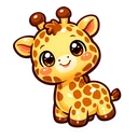 Sunspot Giraffe cursor: chibi yellow giraffe with orange-brown spots, big brown eyes and a tilted head