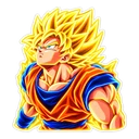 Super Saiyan Goku cursor: Goku glowing Super Saiyan gold, neon sticker style
