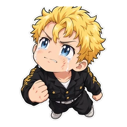 Takemichi Hanagaki cursor: a teary but brave chibi Takemichi, sticker style