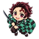 Tanjiro Kamado cursor: chibi Tanjiro in his checkered haori, sticker style