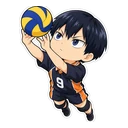 Tobio Kageyama cursor: chibi Kageyama setting a ball, sticker style