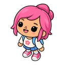 Toca Boca Avatar cursor: a Toca kid with pink hair, sticker style