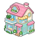 Toca Boca House cursor: a pastel Toca house, sticker style